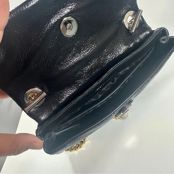 New Rebecca Minkoff Edie Leather Crossbody Bag Black Celestial Charm Quilted - Picture 9 of 14